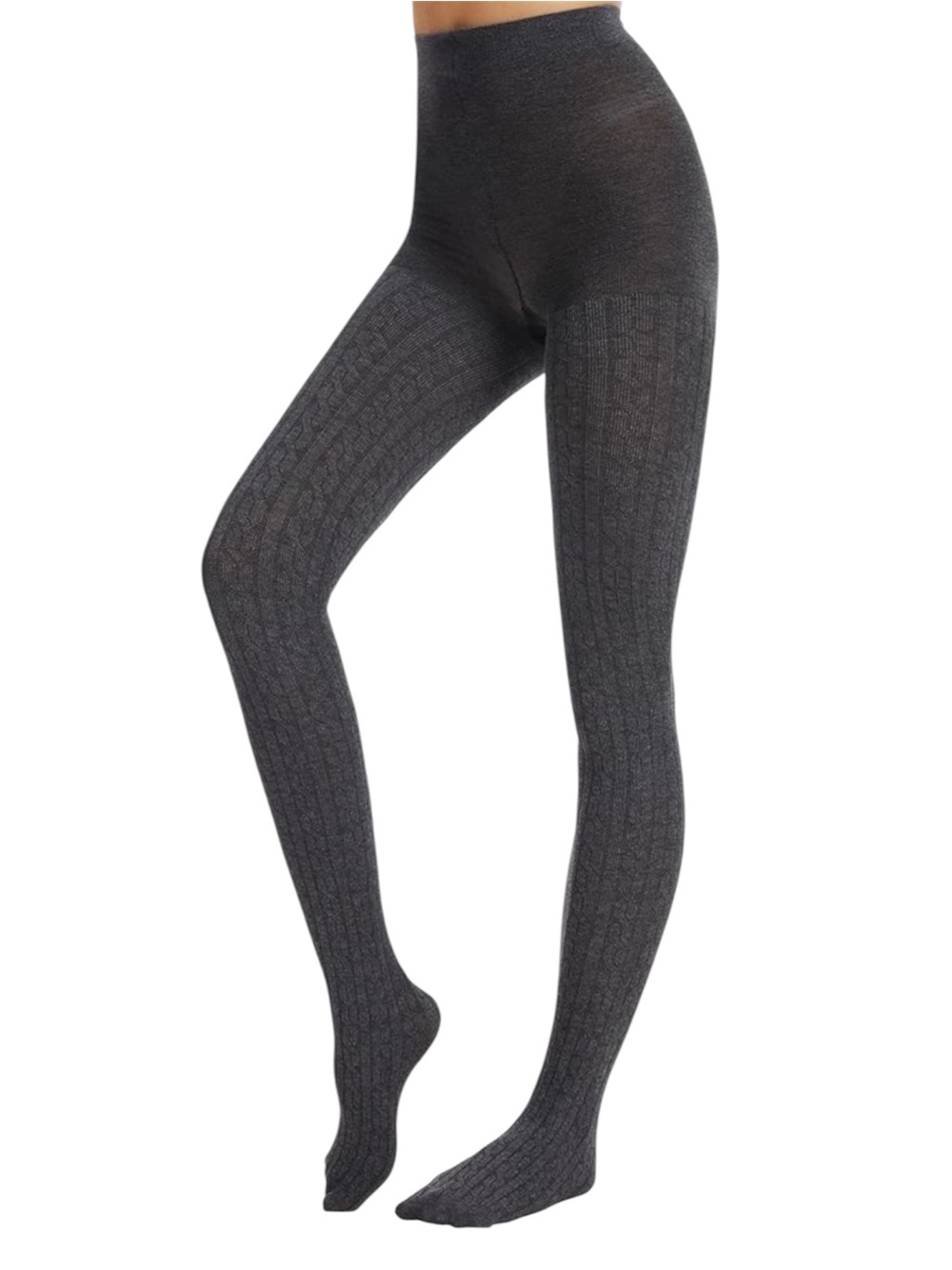 Secret Treasures Cable Knit Fashion Sweater Tights - Heather Gray